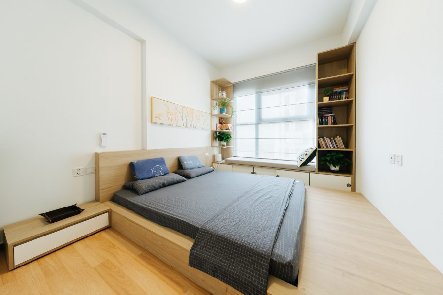 Phòng ngủ căn hộ 50m được trang bị đầy đủ đơn giản nhất